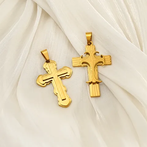 Men's Stainless Steel Cross Pendant Necklace 304 Stainless Steel Vacuum Electroplated Hip Hop Gothic Style Fashion Jewelry