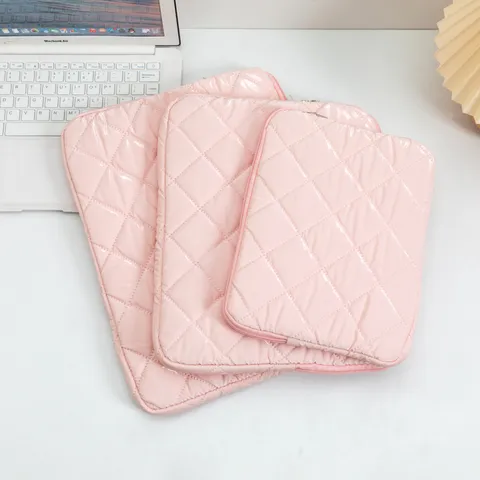 Funda para Tableta de Cuero PU Acolchado Estilo Coreano Patrón de Corazón Lazo Rombo Funda Protectora Antigolpes para Ordenador Portátil iPad Air Notebook