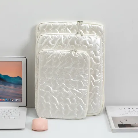 Funda para Tableta de Cuero PU Acolchado Estilo Coreano Patrón de Corazón Lazo Rombo Funda Protectora Antigolpes para Ordenador Portátil iPad Air Notebook