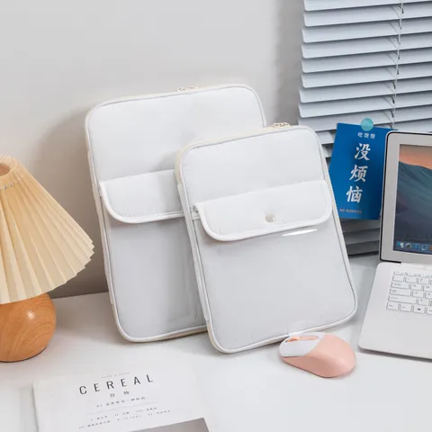 Funda de Poliéster Minimalista para Portátil Bolsa para Tablet Gran Capacidad Impermeable Antigolpes para iPad 11 13 Pulgadas Bolsa Vertical con Botón