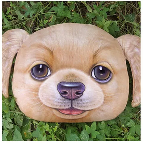 Lindo Cojín de Peluche con Cara de Perro en Simulación 3D Suave Cojín de Sofá Estampado de Animales para Hogar Coche