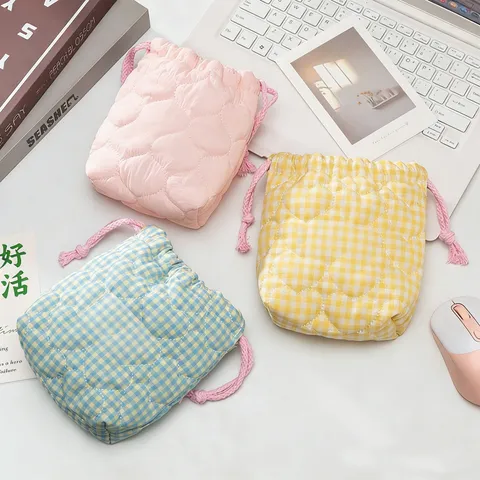 Bolsa con Cordón Minimalista de Poliéster Acolchado Funda Protectora Suave Anti Arañazos para Cámara Almacenamiento Viaje Aire Libre Accesorio Unisex