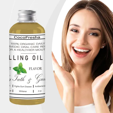 Natural Herbal Coconut Mint Pulling Oil Mouthwash Fresh Breath Oral Teeth Care Liquid Daily Cleaning Bottle