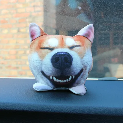 Adorno para Coche Creativo Cabeza de Perro 3D Felpa Bolsa de Carbón Activado Purificador de Aire Shiba Inu Husky