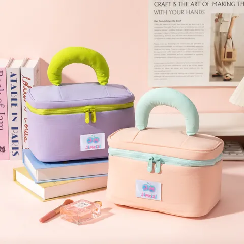 Large Capacity Waterproof Cosmetic Bag Nylon Travel Portable Wash Bag Multi Compartment Makeup Storage Bag