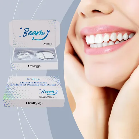 Ensemble de Protheses Dentaires Moulables et de Comprimes de Nettoyage Matériel Confortable Améliore le Sourire Kit de Soin