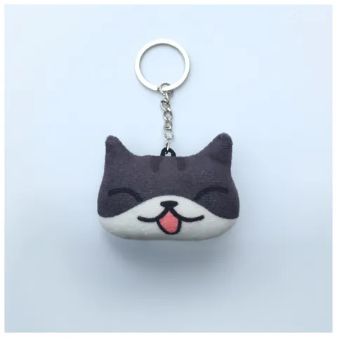 Llavero de Peluche Creativo con Cabeza de Gato Estampado en 3D Colgante de Bolsa con Expresión Animal Regalo