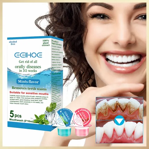 Portable Jelly Cup Mouthwash Fresh Breath Oral Cleaning Teeth Stain Removal Liquid Mint Flavor Travel Oral Care
