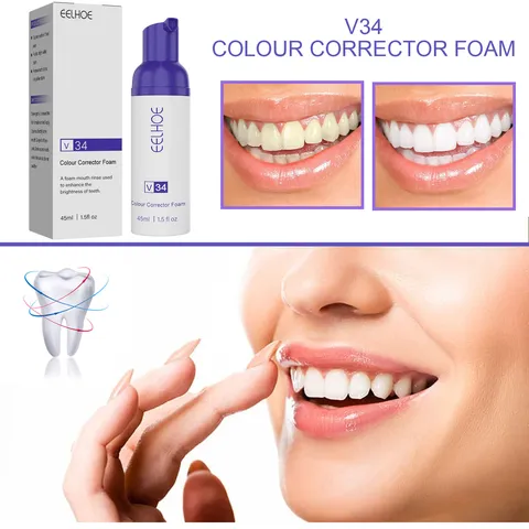 V34 Correcteur de Couleur Mousse Dentifrice Blanchiment Nettoyage Élimination des Taches Profondes Haleine Fraîche Soins Bucco-dentaires Flacon Pompe
