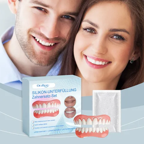 Set di Dentiere Modificate Denti Finti Superiori e Inferiori con Perle Termiche Adesive Dentali per il Miglioramento del Sorriso