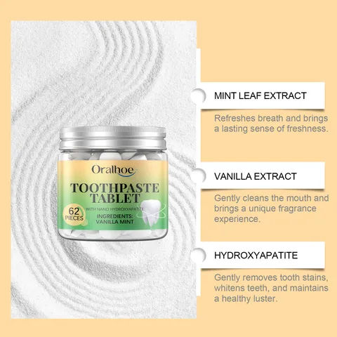 Tablettes de Dentifrice Menthe Vanille Oralhoe Soin Buccodentaire Portable