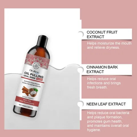 Oralhoe Fresh Breath Mouthwash Coconut And Cinnamon Herbal Extract Oral Care Teeth Cleaning Daily Hygiene Liquid