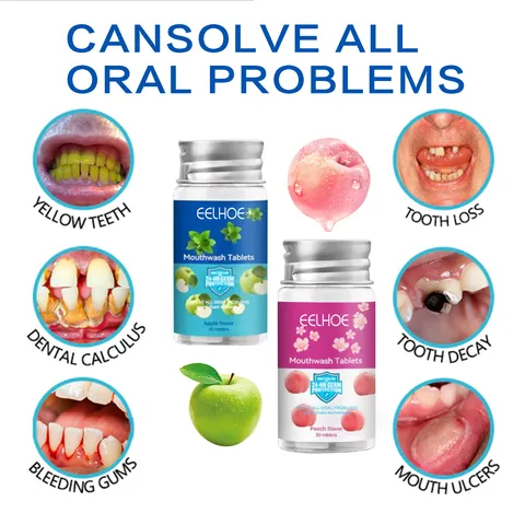 Portable Mouthwash Tablets Breath Freshener Anti Bad Breath Oral Cleaning Mint Flavor Portable Dental Care Tablets
