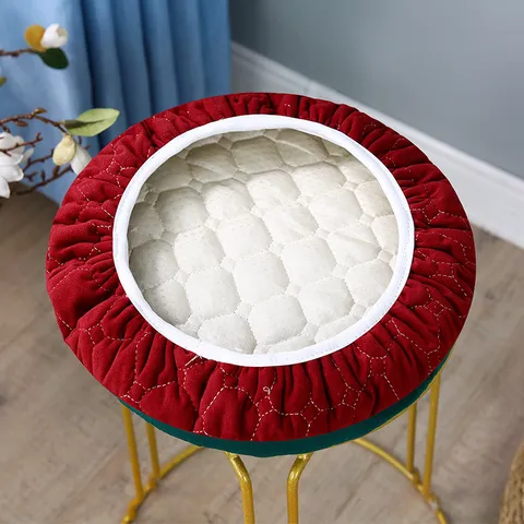 Modern Minimalistisch Chenille Gesteppt Runder Hocker Abdeckung Stuhlkissen Bezug Für Esszimmerstuhl