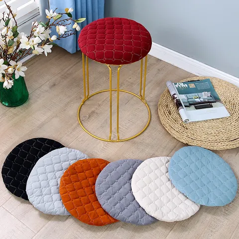 Modern Minimalistisch Chenille Gesteppt Runder Hocker Abdeckung Stuhlkissen Bezug Für Esszimmerstuhl