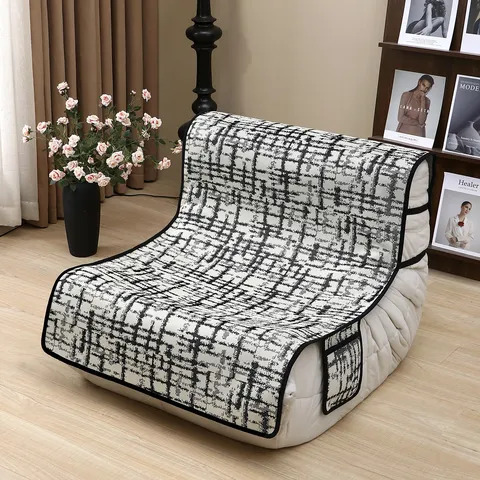 Ice Silk Caterpillar Sofa Cover Cool Lazy Sofa Cushion Non Slip Geometric Grid Couch Protector Living Room Home Decor