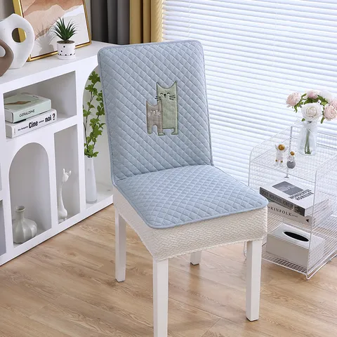 Quilted Dining Chair Cover All Inclusive Elastic Soft Padded Anti Slip Chair Protector For Home Restaurant Kitchen Furniture