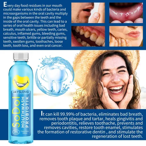 Fresh Mint Mouthwash Liquid Oral Care Breath Freshener Daily Teeth Cleaning Fresh Breath Clean Mouth Liquid Bottle