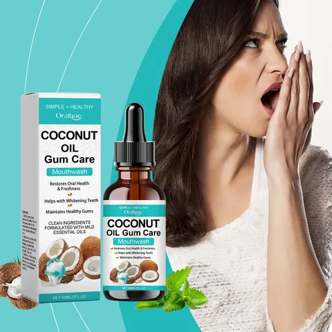 Natural Coconut Oil Herbal Mouthwash Fresh Breath Oral Care Teeth Cleaning Liquid Daily Care