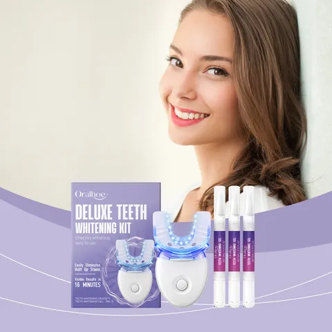 Kit de Blanchiment des Dents de Luxe Appareil de Soin Bucco-Dentaire à Lumière LED Outil de Nettoyage des Taches Dentaires