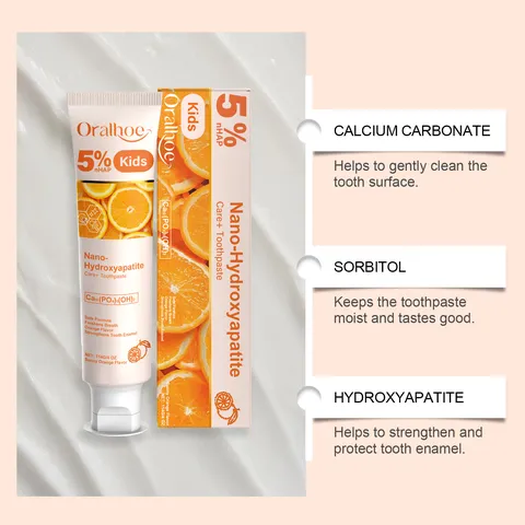 Dentifrice Soin Dentaire Enfants Saveur Orange Douce Nano Hydroxyapatite Nettoyage Blanchiment Haleine Fraîche