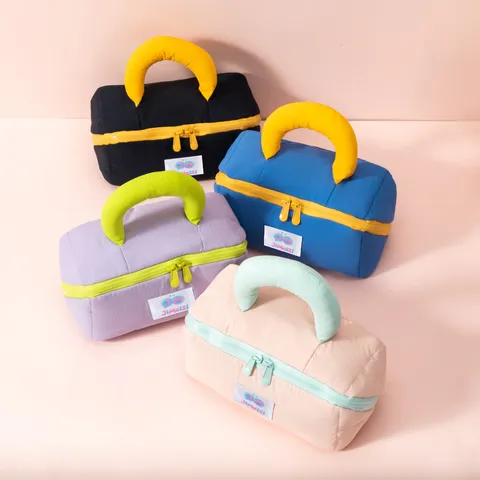 Marshmallow Pillow Makeup Bag Large Capacity Portable Travel Toiletry Organizer Waterproof Nylon Quilted Cosmetic Bag For Women Girls