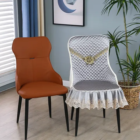 Quilted Dining Chair Cover And Tablecloth Nordic Style All-Inclusive Elastic Furniture Protector Slipcover Home Kitchen Decor