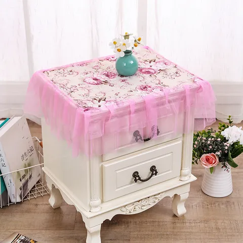Cubierta de Polvo de Encaje Paño Cuadrado Multifuncional Para Mesa de Noche Microondas Impresora Protector Decoración del Hogar