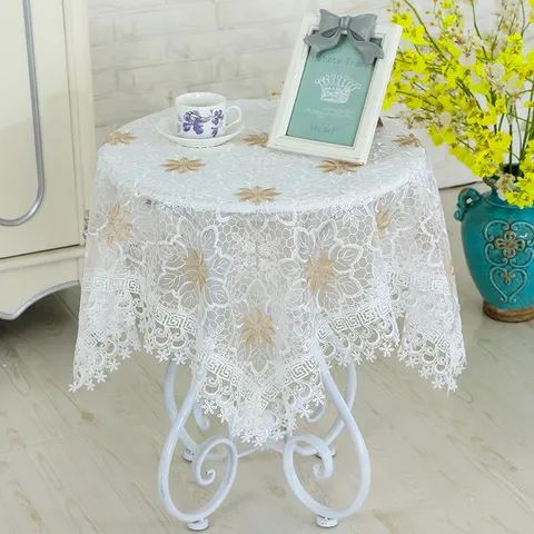Mantel de Encaje Estilo Nórdico Copo de Nieve Bordado Cubierta de Mesa Impermeable al Polvo Decoración del Hogar