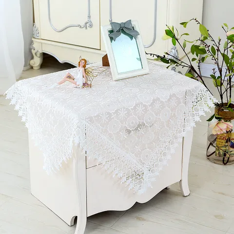 Polyester Lace Embroidered Tablecloth Rectangular Round Table Cover Hollow Out Floral Table Cloth Home Decor