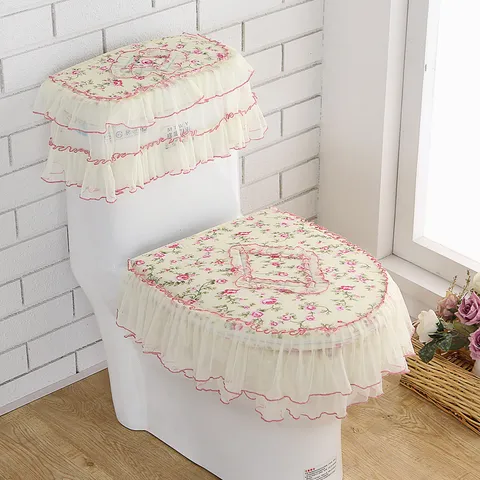 Toilet Seat Cover Set Waterproof Tank Cover Dustproof Bathroom Warm Toilet Lid Cover Mat