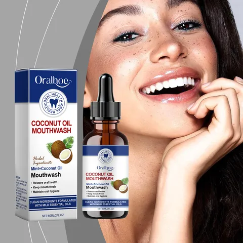 Oralhoe Coconut Oil Mouthwash Fresh Mint Breath Freshener Dental Care Tooth Stain Cleaning Oral Hygiene Liquid