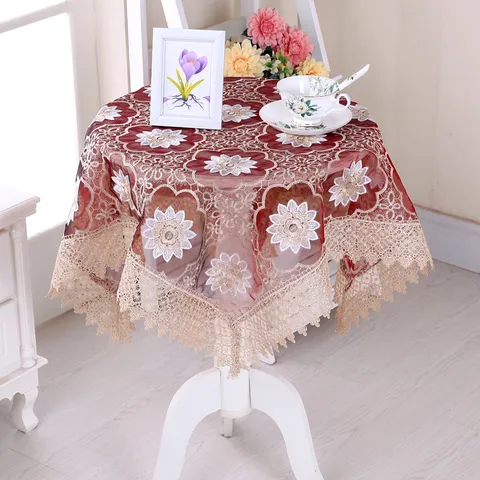 Lace Embroidered Tablecloth Round Rectangle Table Cover Dust Cover Floral Tablecloth For Home Kitchen Decor