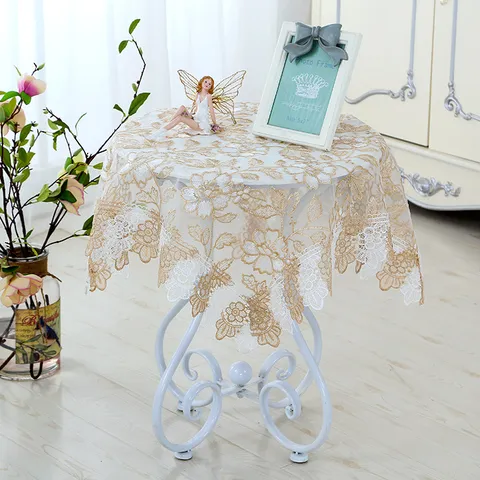 Lace Tablecloth Embroidered Floral Table Cover Vintage Coffee Table Dust Cover For Home Kitchen Dining Decor
