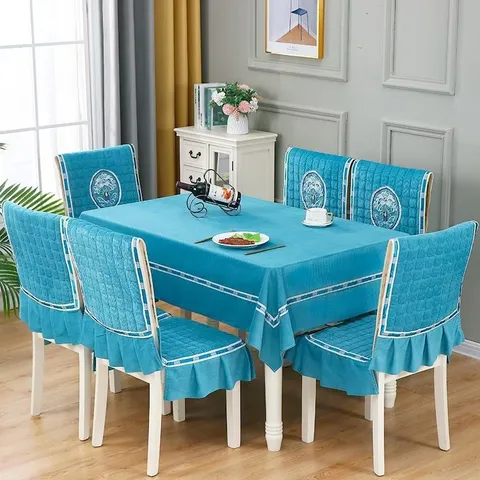 Ensemble Nappe Et Housse De Chaise Brodé Style Nordique Épaissi Antidérapant Décoration