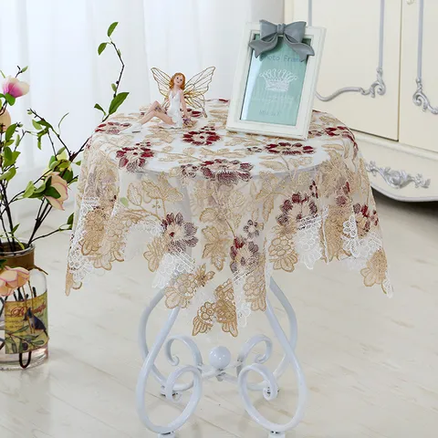 Nordic Style Embroidered Lace Tablecloth European Floral Table Cover Rectangular Coffee Table Cloth Home Decor