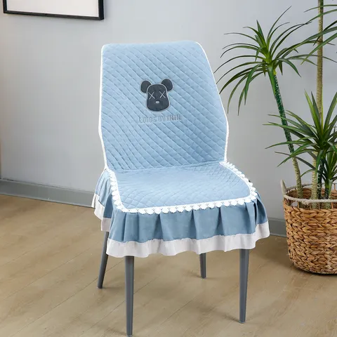 Fundas para Sillas de Comedor Acolchadas y Mantel Conjunto Lujo Europeo Encaje Volante Funda Elástica para Sillas Decoración del Hogar