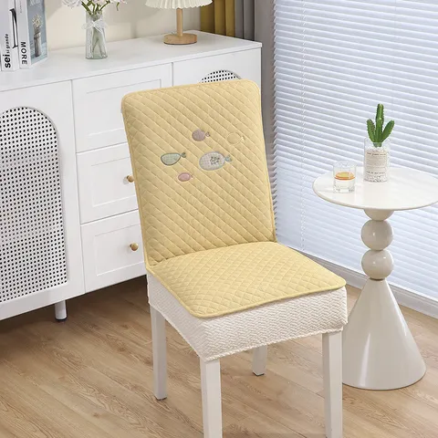 Housse de Chaise de Salle à Manger Antidérapante Épaisse Coussin Intégré Coussin de Chaise Matelassé Uni Pour Maison Cuisine