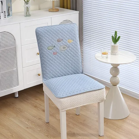 Housse de Chaise de Salle à Manger Antidérapante Épaisse Coussin Intégré Coussin de Chaise Matelassé Uni Pour Maison Cuisine