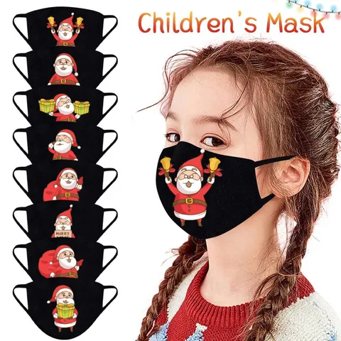 Unisex Kinder Weihnachten Weihnachtsmann Bedruckt Baumwolle Maske Wiederverwendbar Waschbar Staubdicht Schutzmaske Feiertag Party Deko