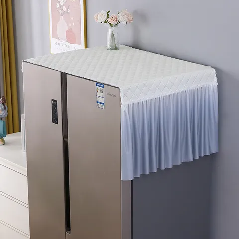 Minimalist Quilted Refrigerator Dust Cover Gradient Color Washable Appliance Cover For Home Kitchen Decor