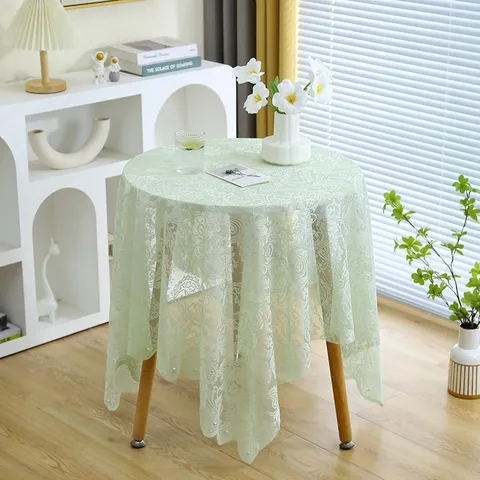 Style Nordique Français Blanc Dentelle Nappe Housse de Table Brodée Rectangulaire Café Table à Manger Décoration Maison