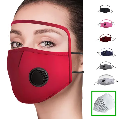 Mascarilla Protectora de Algodón Lavable Antipol dust Con Protector Ocular Transparente Integrado Válvula de Respiración Aire Libre