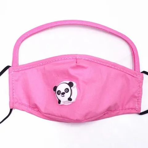 Mascarilla Facial de Algodón de Panda de Dibujos Animados para Niños Con Protector Ocular Transparente Válvula de Respiración Orejera Ajustable