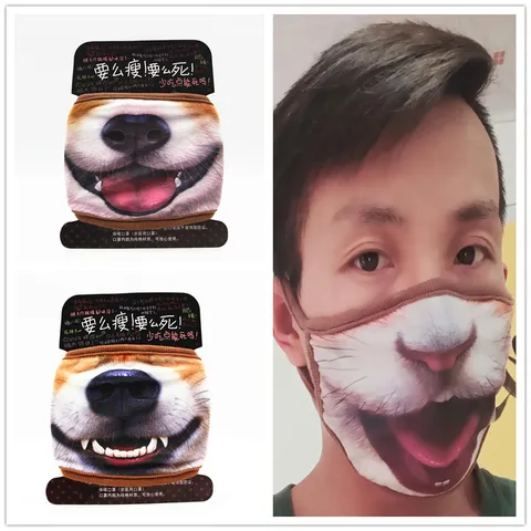 Mascarilla de Tela Unisex 3D Animado Estampado de Animal Transpirable Lavable Antipolvero Reutilizable Cubreboca Protección