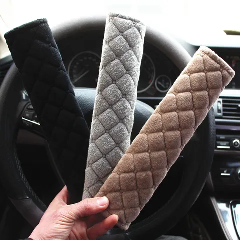 Car Seat Belt Shoulder Pad Plush Quilted Embroidered Universal Auto Seatbelt Cover Soft Comfort Protector