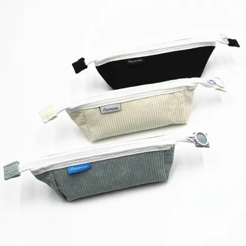 Trousse à Crayons Minimaliste en Velours Côtelé en Forme de Bateau Sac de Papeterie Pour Étudiants Pochette Zippée École Bureau