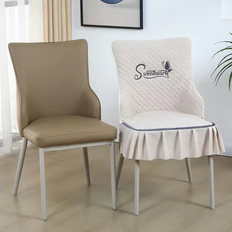 Funda de Silla de Comedor Acolchada Volante de Encaje Mantel Estilo Europeo Decoración del Hogar Protector