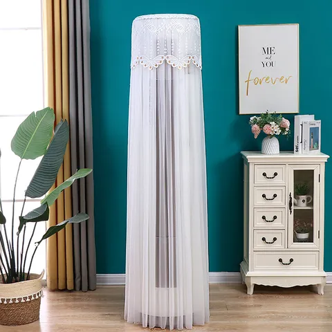 Copertura per Condizionatore in Pizzo Minimalista Copertura Antipolvere Cilindro da Terra Poliestere Rete Ricamo Decorazione Casa