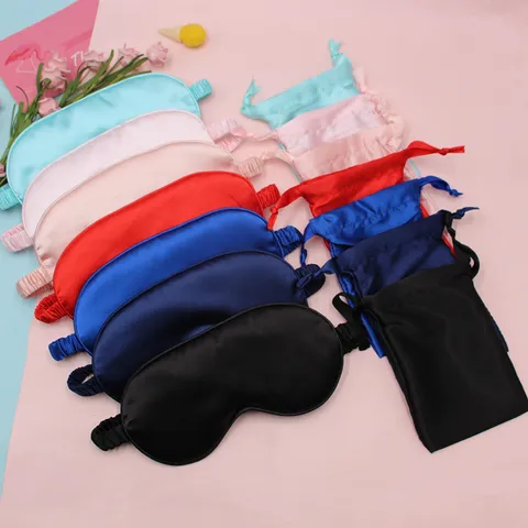 Set di Maschera per Dormire in Raso e Sacchetto con Coulisse Mascherina Oscurante per Viaggi Sonno Festa Matrimonio Regalo Uomo Donna